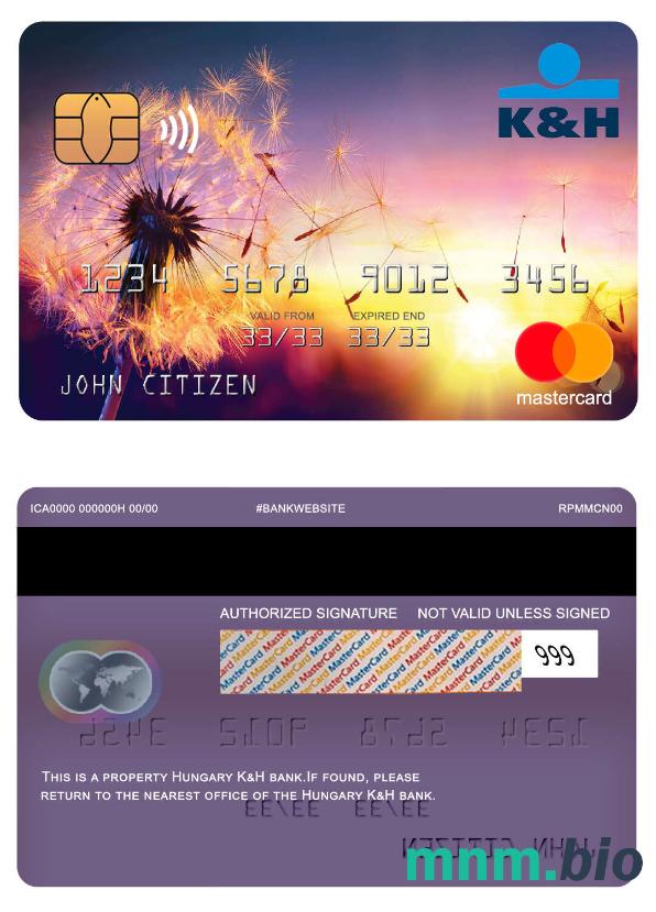 Hungary K&H przykład karty mastercard w formacie PSD